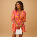 Boho mini dress with prints for women | Aria