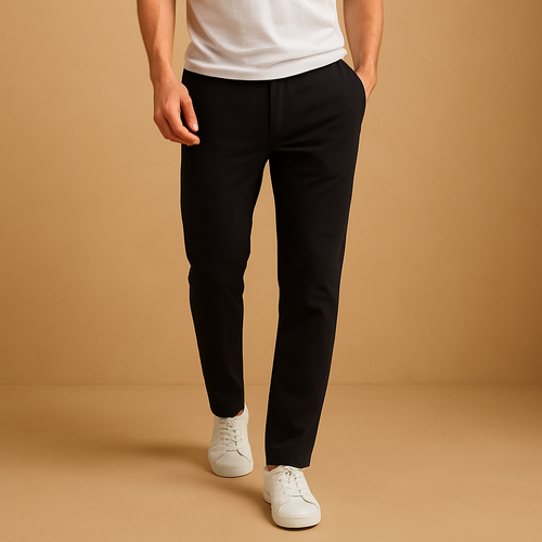 Casual cotton pants with elastic waistband for men | Ethan