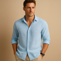 Casual long sleeve shirt with stand collar for men | Adrian