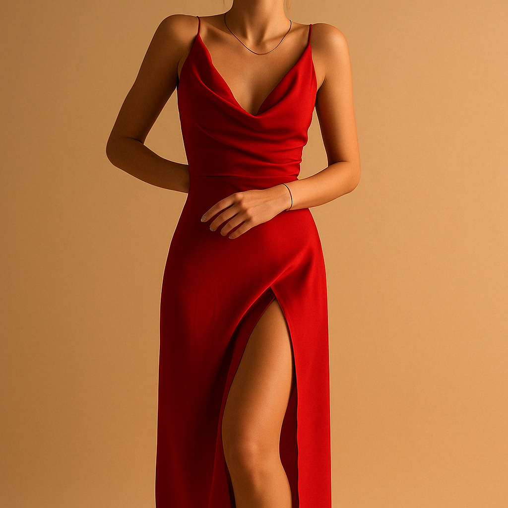 Elegant V-neck maxi dress for women | Celeste