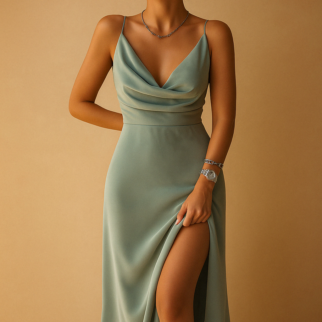Elegant V-neck maxi dress for women | Celeste