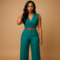 Elegant deep V-neck jumpsuit for women | Maureen