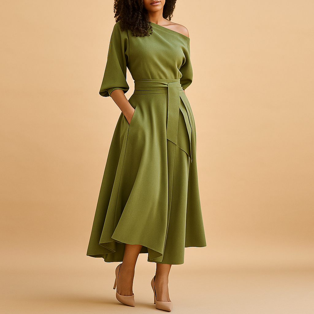 Elegant dress with flattering waistband for women | Clara
