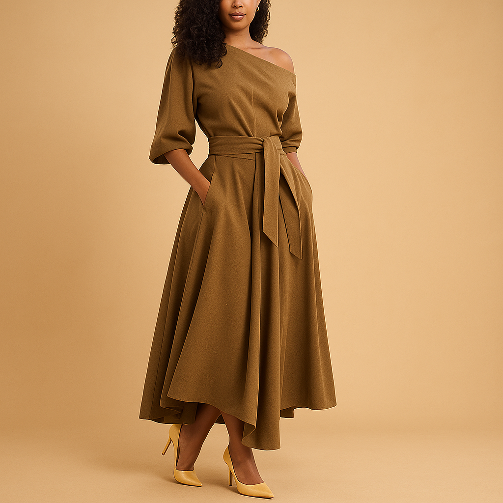 Elegant dress with flattering waistband for women | Clara
