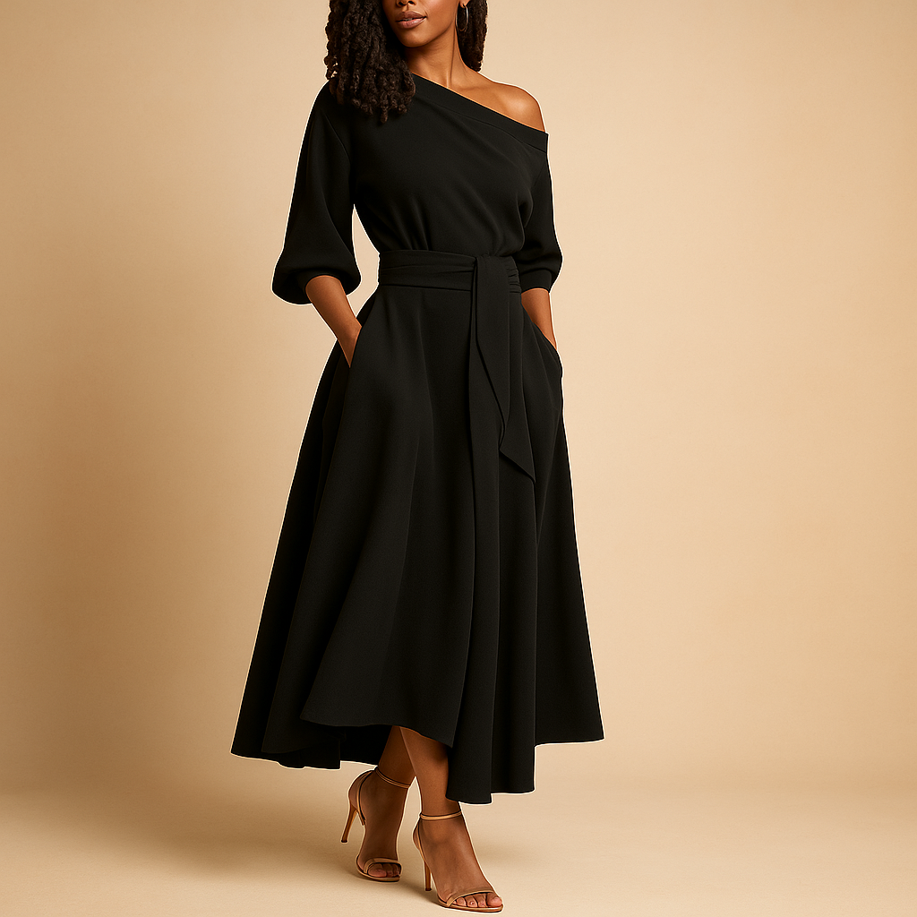 Elegant dress with flattering waistband for women | Clara