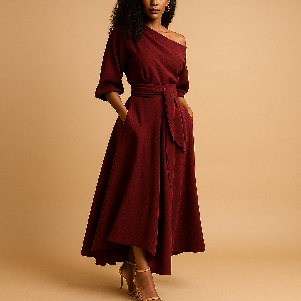 Elegant dress with flattering waistband for women | Clara