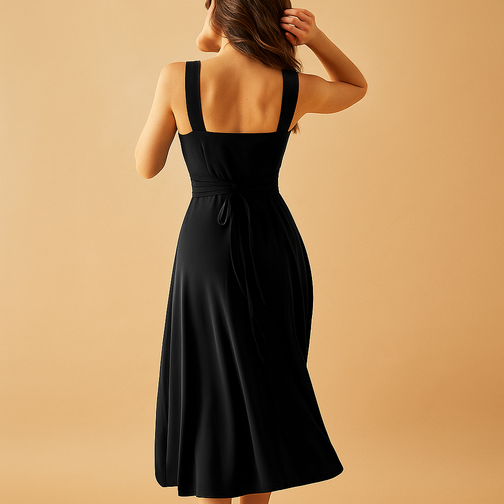 Elegant square neck midi dress for women | Felicity