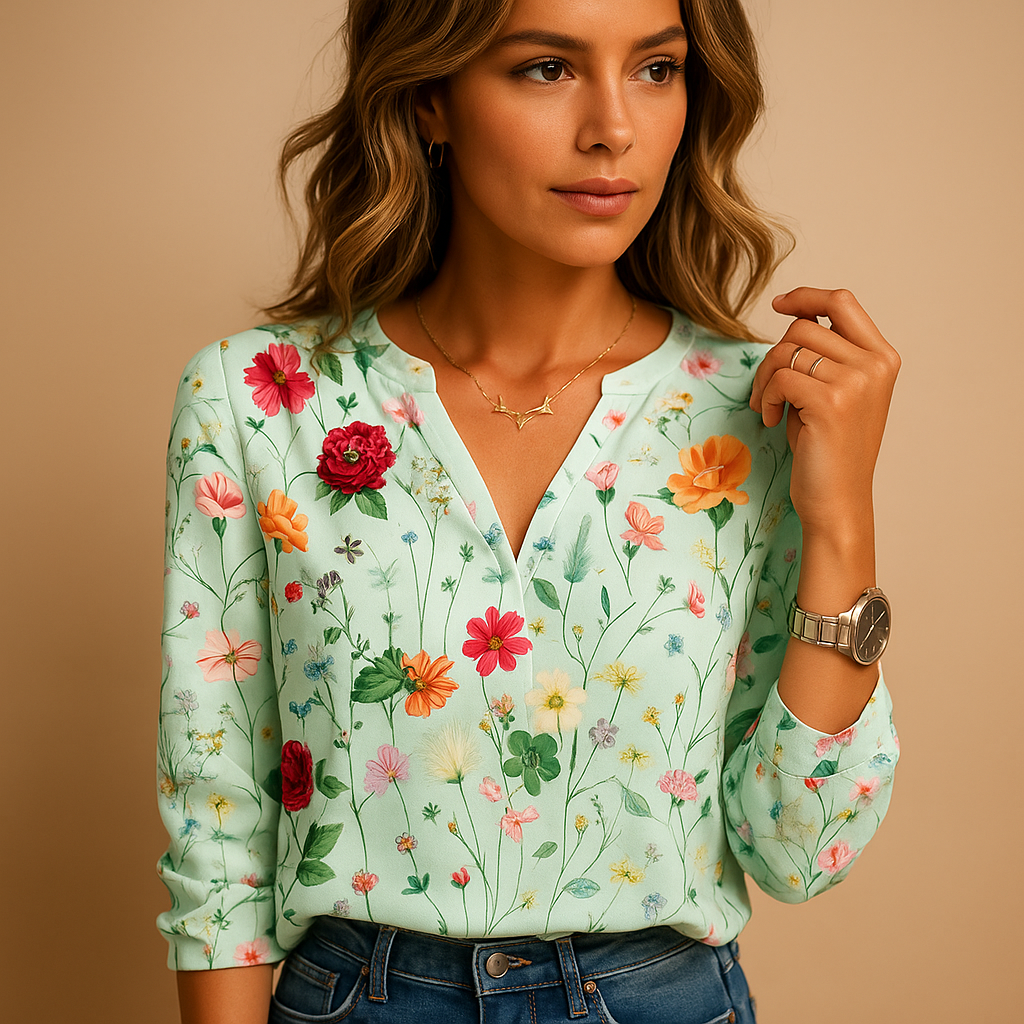 Floral V-neck blouse for women | Daisy