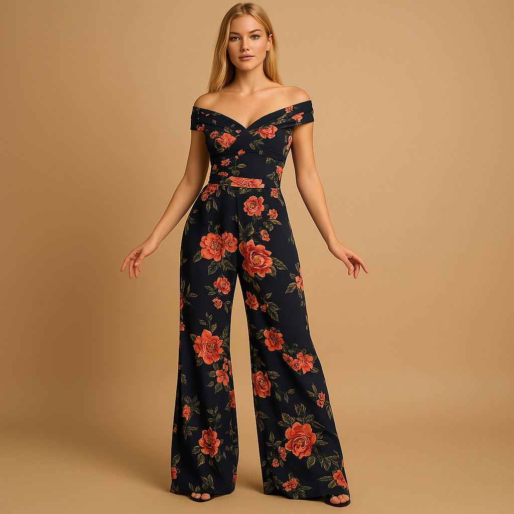 Floral off-shoulder jumpsuit for women | Isla