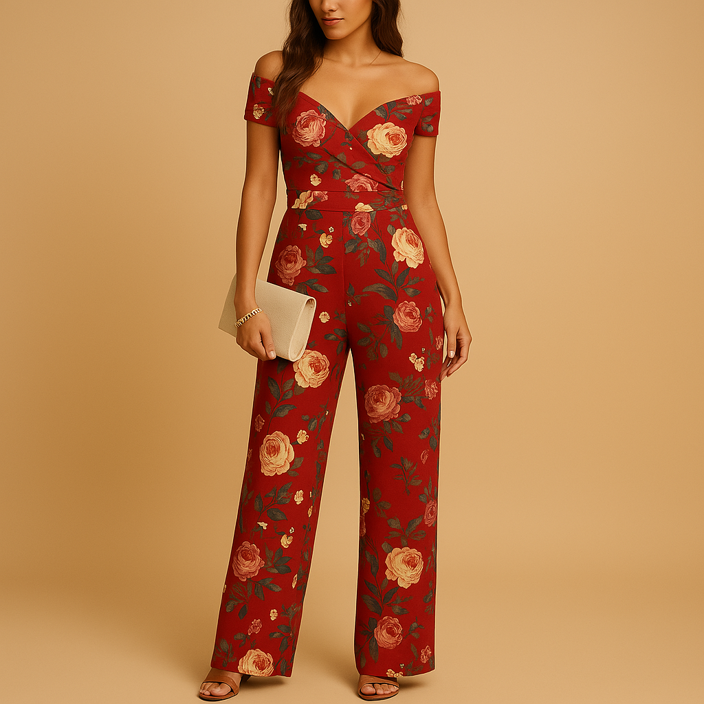 Floral off-shoulder jumpsuit for women | Isla