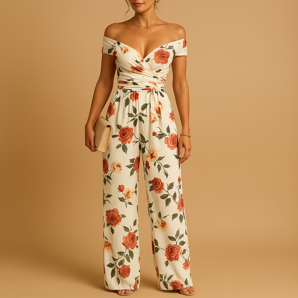 Floral off-shoulder jumpsuit for women | Isla