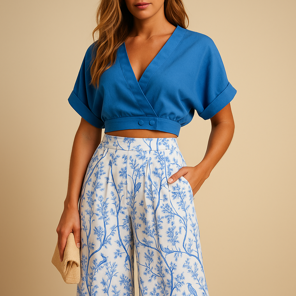Floral two-piece wide-leg summer set for women | Layla