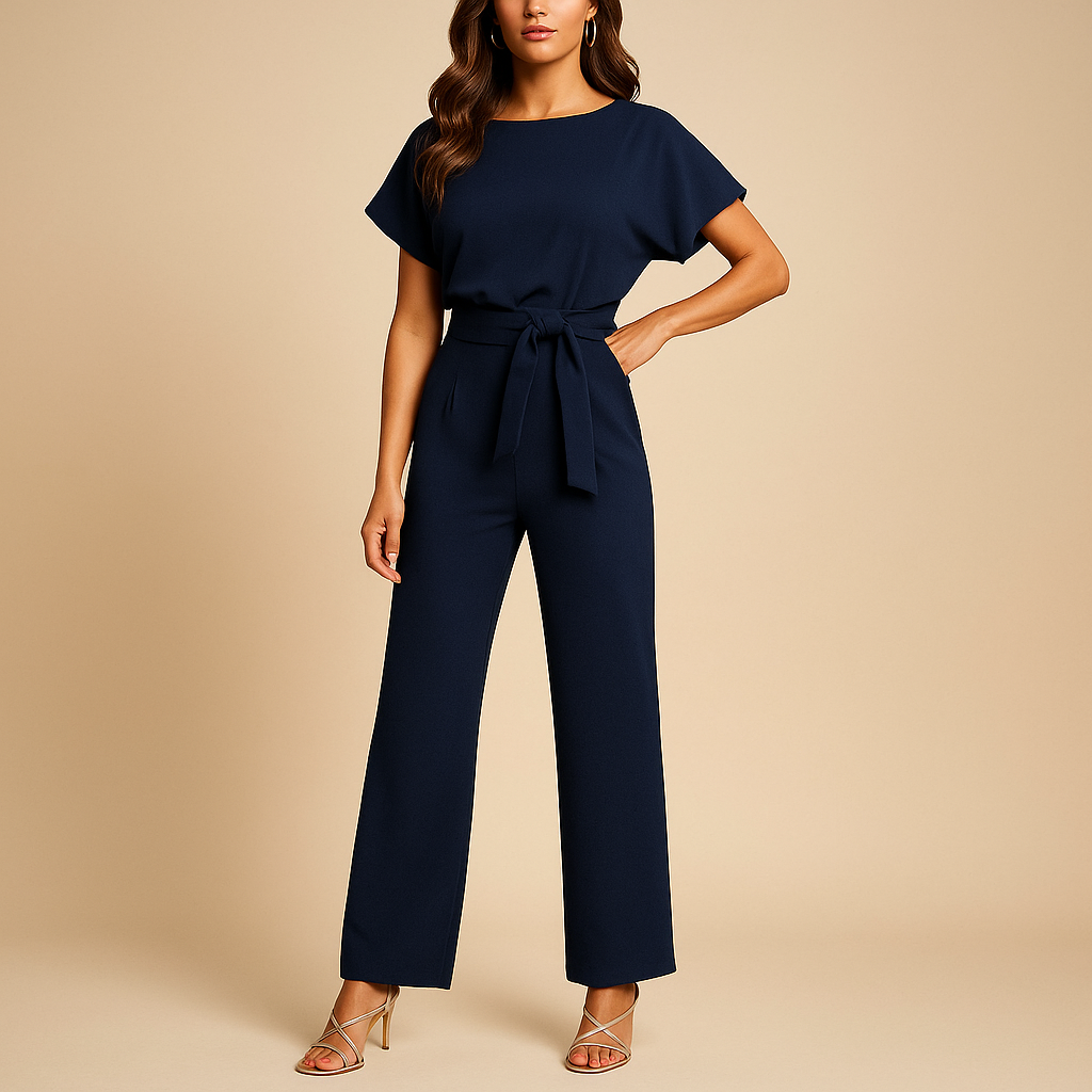 High-waisted jumpsuit with lace-up detail for women | Clarissa