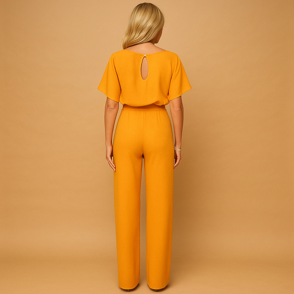 High-waisted jumpsuit with lace-up detail for women | Clarissa