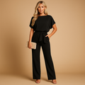 High-waisted jumpsuit with lace-up detail for women | Clarissa
