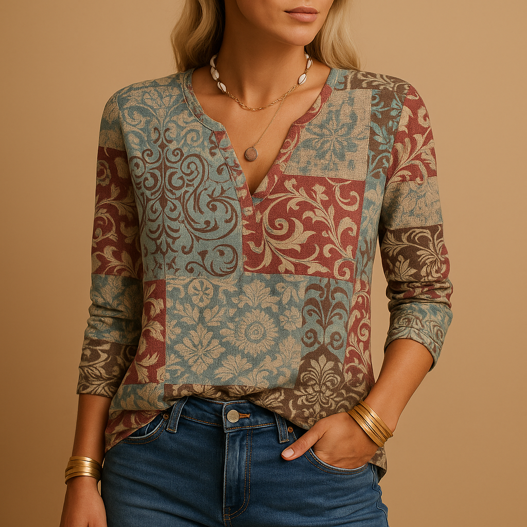 Long sleeve printed top for women | Serena