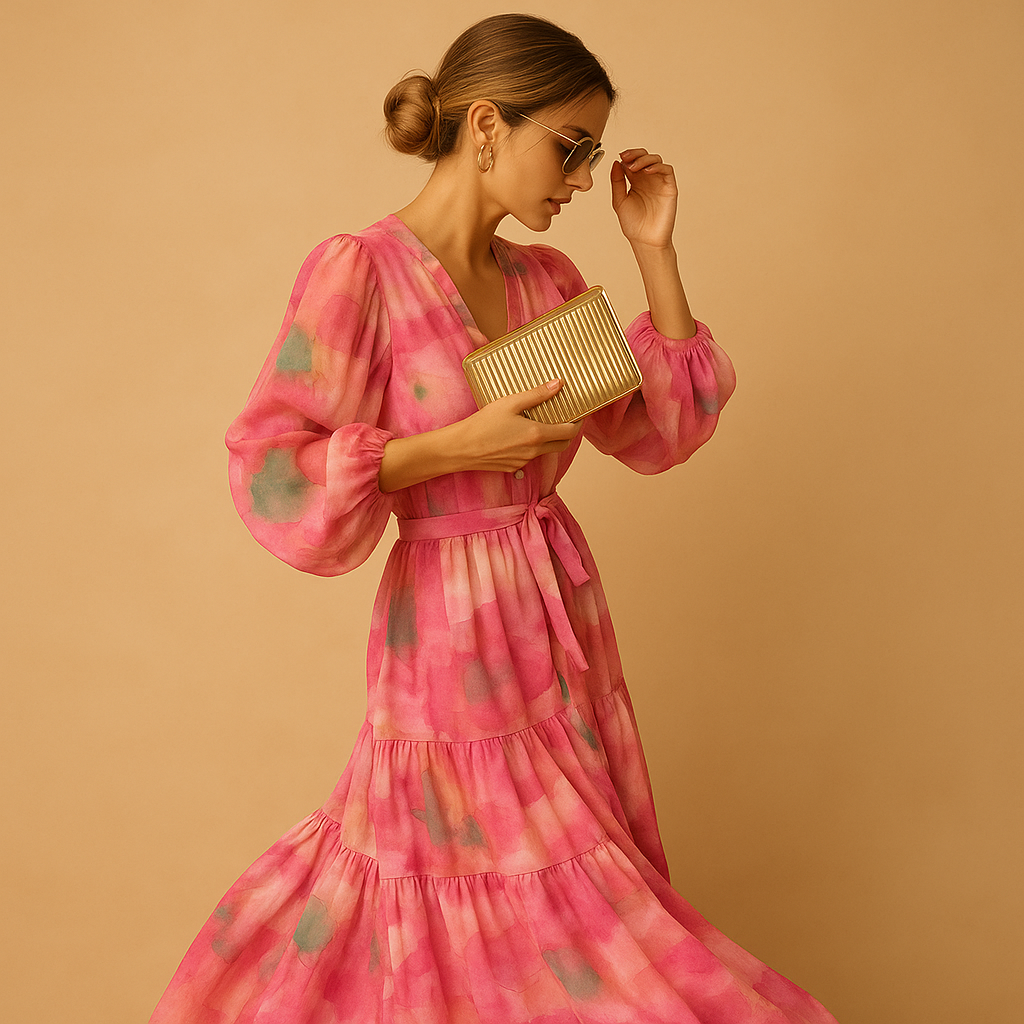 Long summer dress with long sleeves for women | Amelia