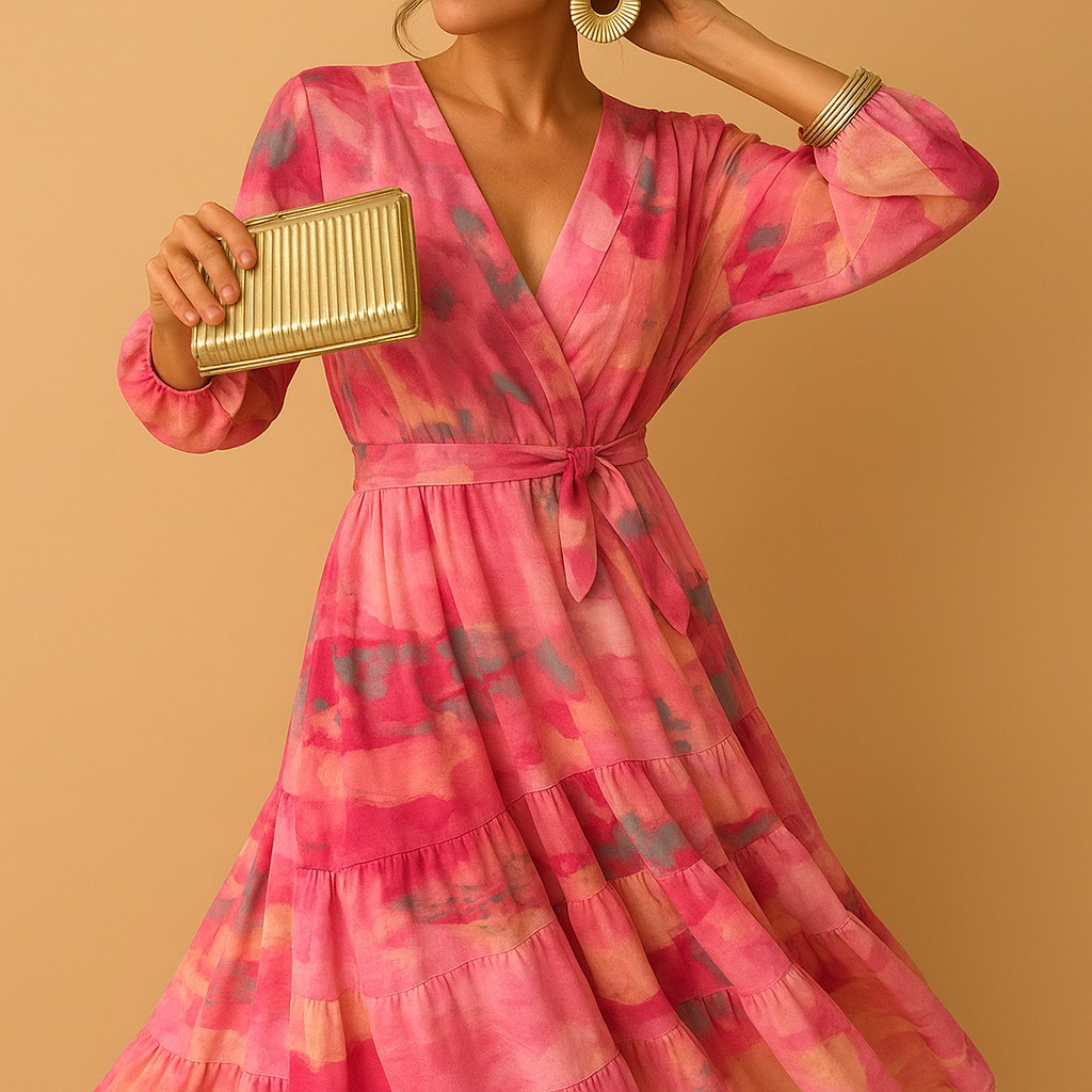 Long summer dress with long sleeves for women | Amelia
