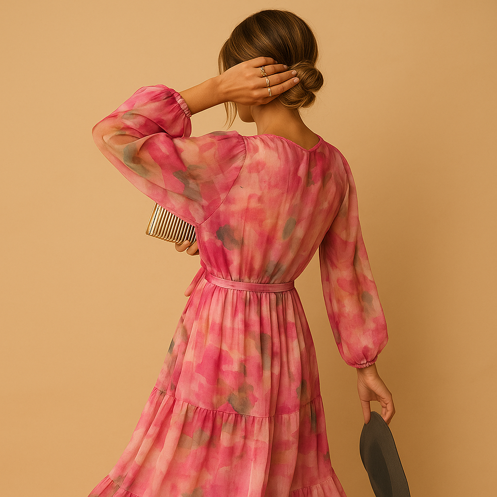 Long summer dress with long sleeves for women | Amelia