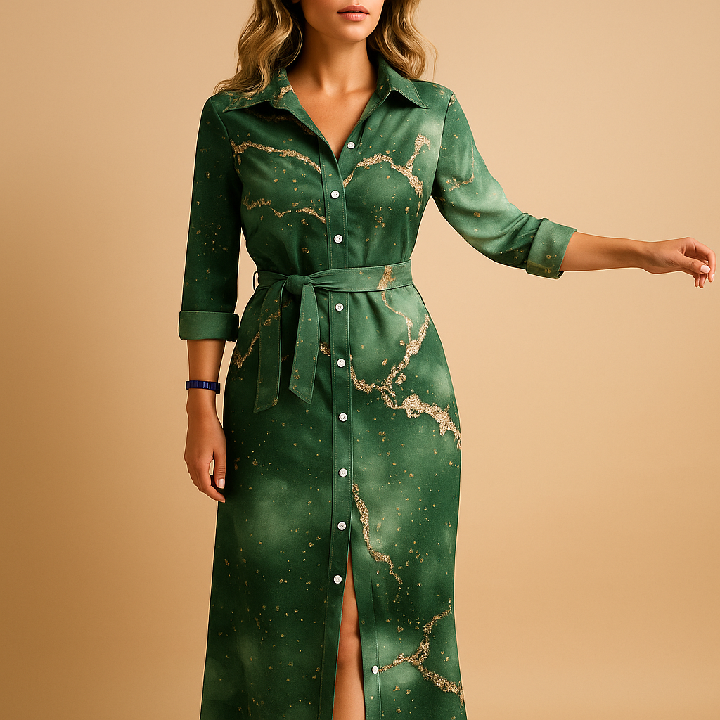 Long summer dress with short sleeves for women | Liana