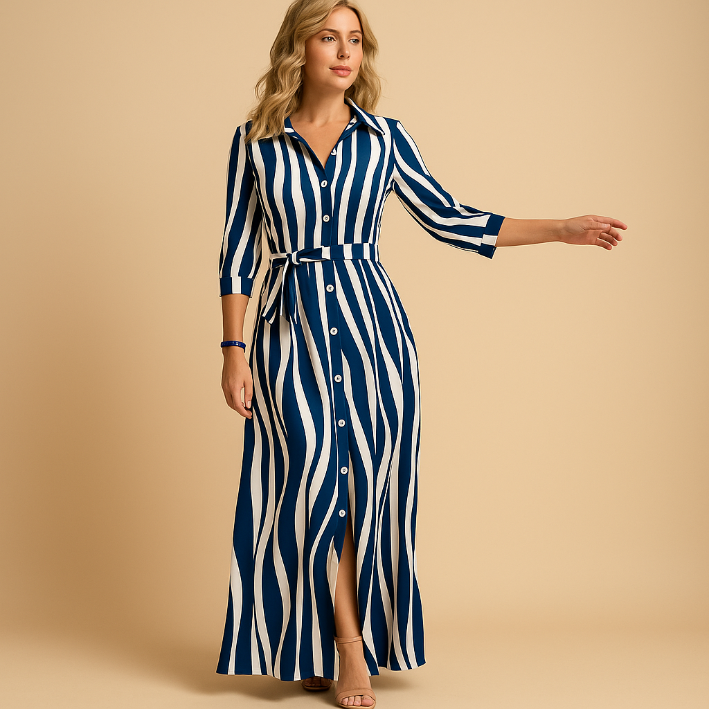 Long summer dress with short sleeves for women | Liana