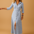Long summer dress with short sleeves for women | Liana