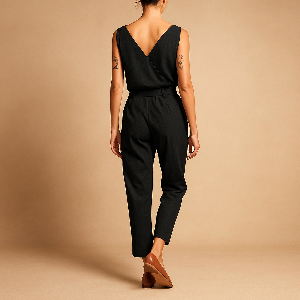 Loose V-neck jumpsuit for women | Hazel