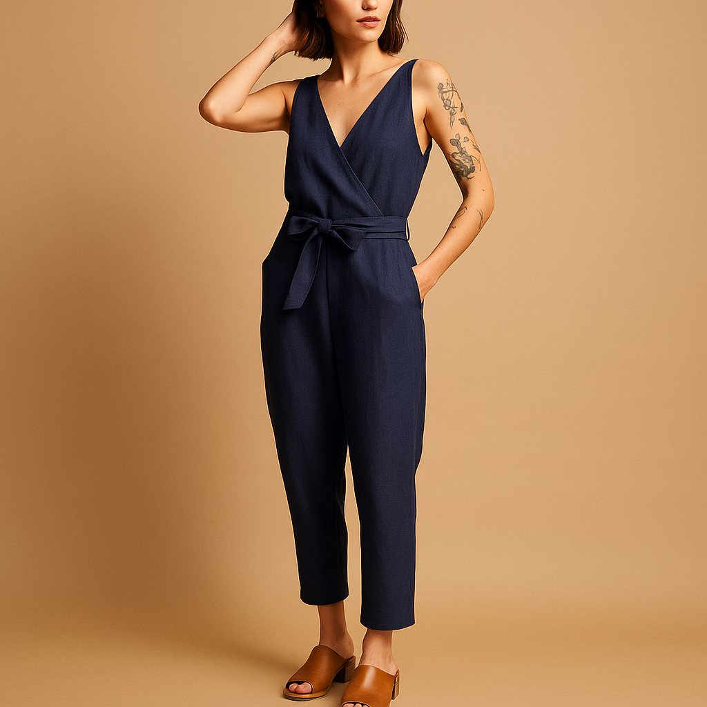 Loose V-neck jumpsuit for women | Hazel