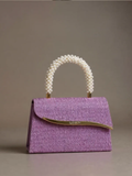 Pearl Handle Evening Clutch – Shimmer Textured Formal Occasion Bag