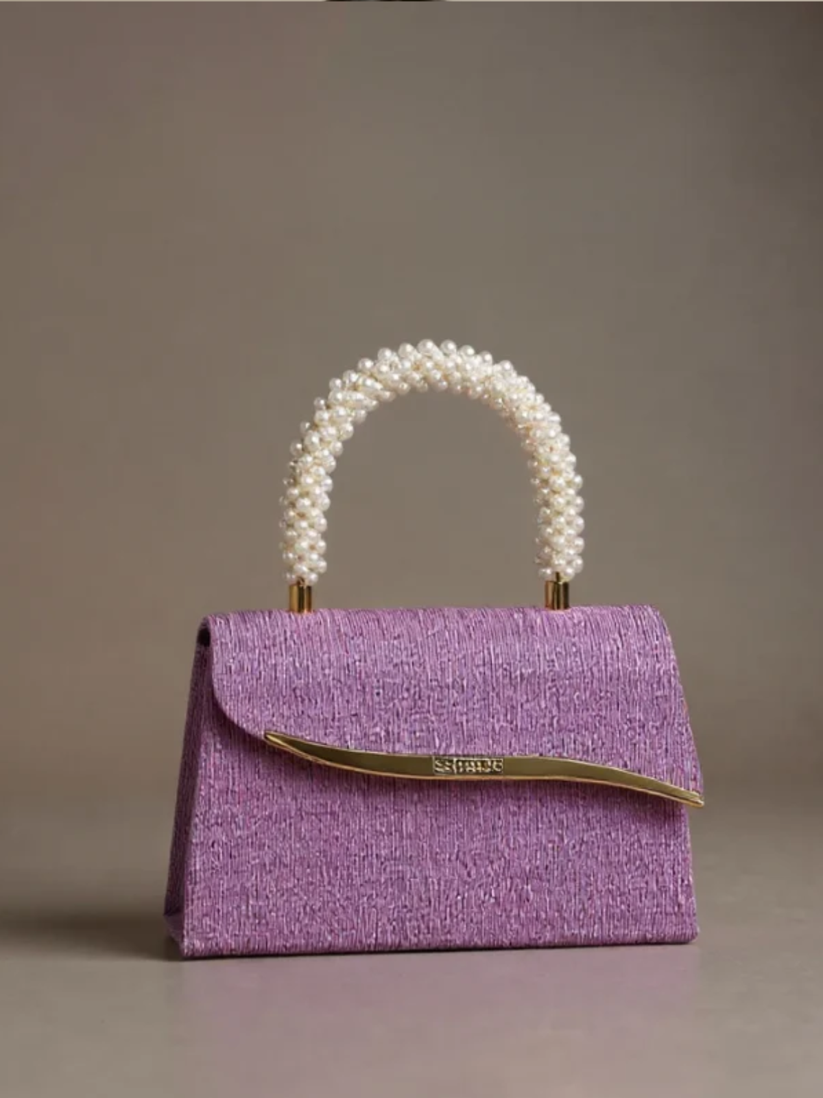 Pearl Handle Evening Clutch – Shimmer Textured Formal Occasion Bag