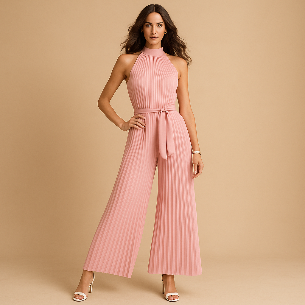 Pleated high-neck jumpsuit for women | Sienna