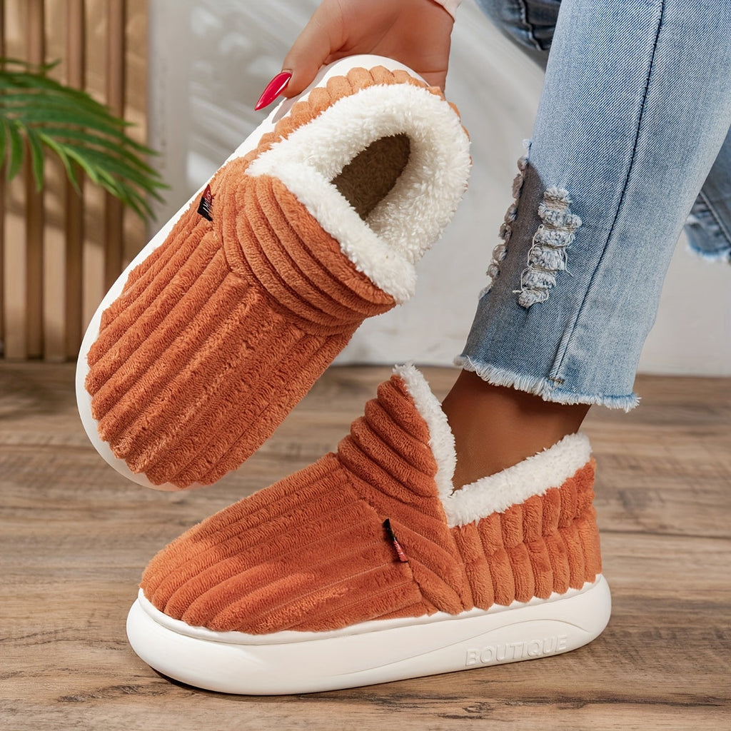 Plush Indoor Slippers – Soft Cozy House Slippers with Non-Slip Sole and Slip-On Fit