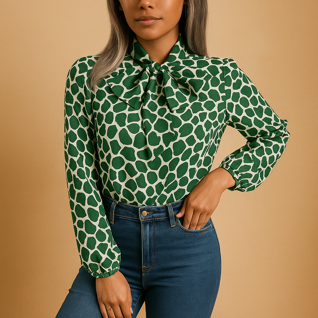 Polka dot bow blouse for women | Hazel
