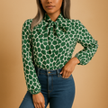 Polka dot bow blouse for women | Hazel