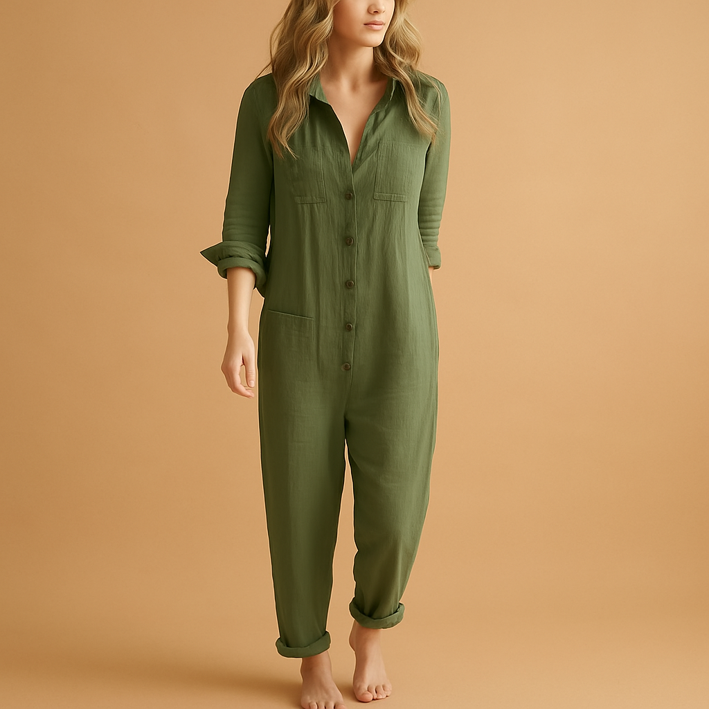 Polo-style tailored jumpsuit for women | Harper