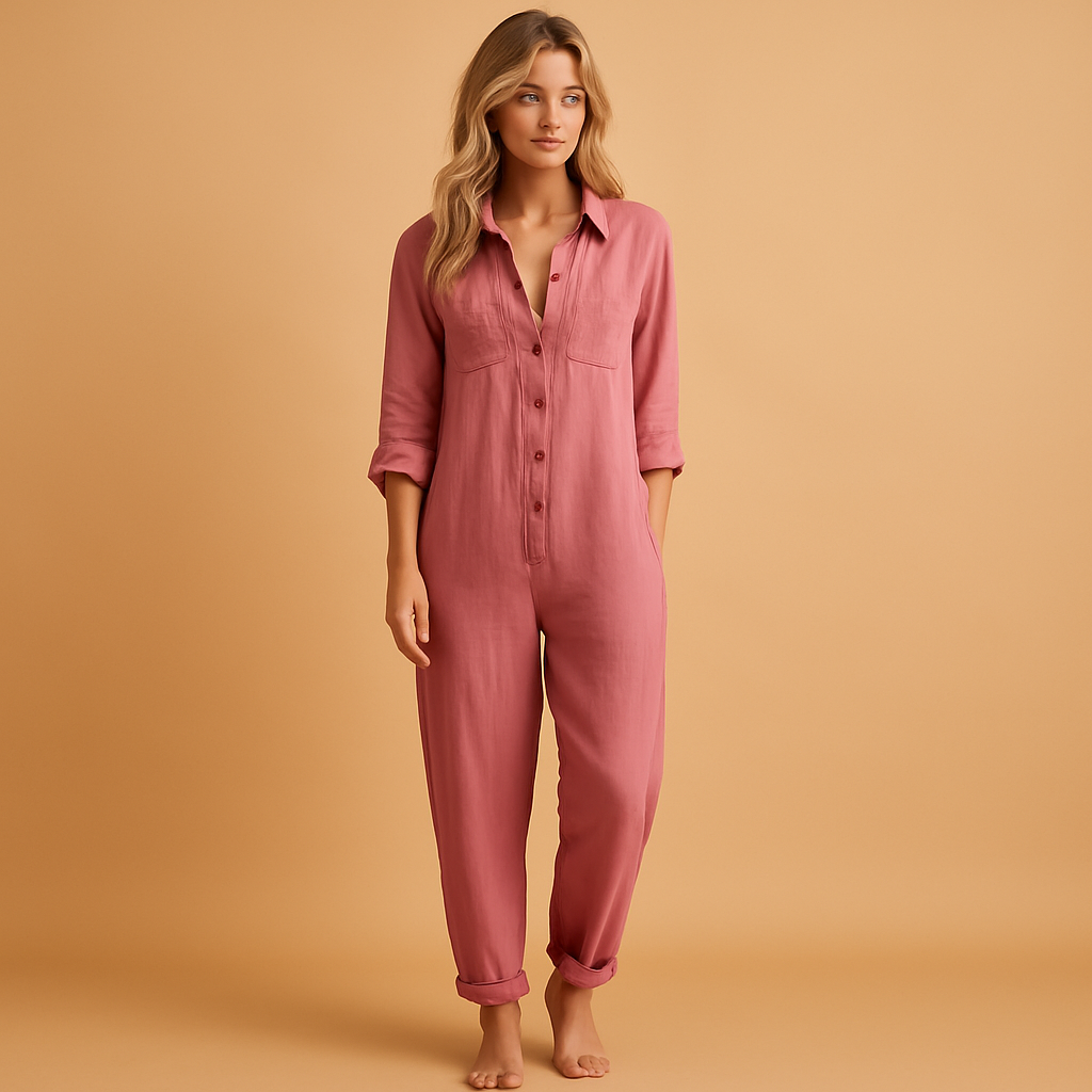 Polo-style tailored jumpsuit for women | Harper