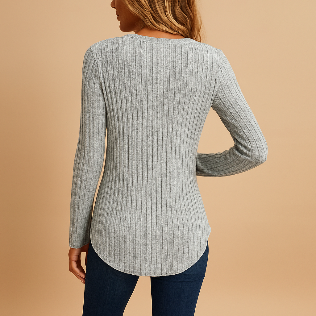 Ribbed V-neck top for women | Lila
