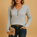 Ribbed V-neck top for women | Lila