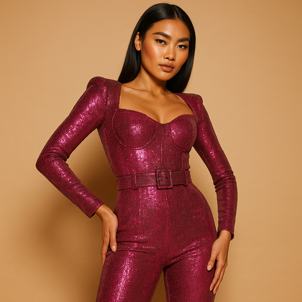 Shiny long-sleeve jumpsuit for women | Camilla
