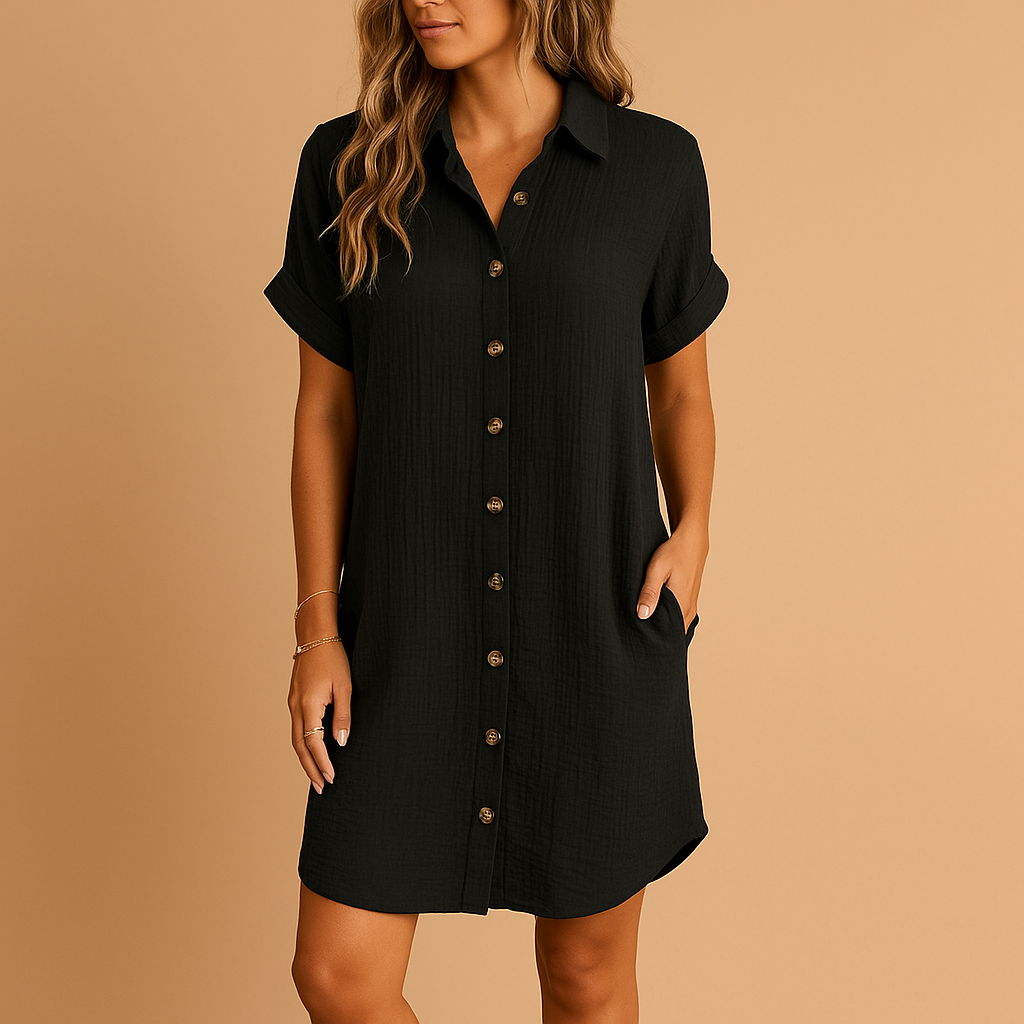 Shirt style midi summer dress for women | Violet