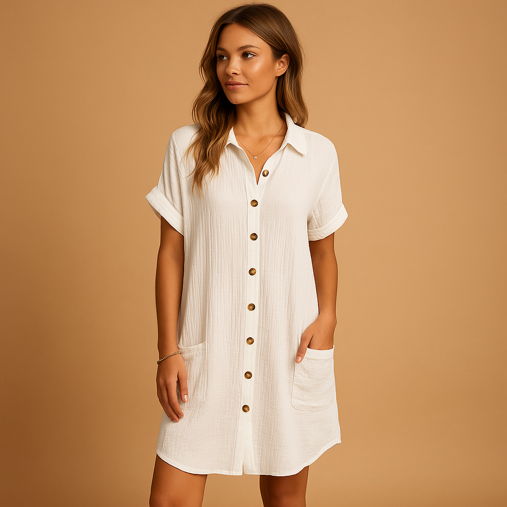 Shirt style midi summer dress for women | Violet