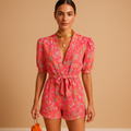 Short belted summer jumpsuit for women | Tessa