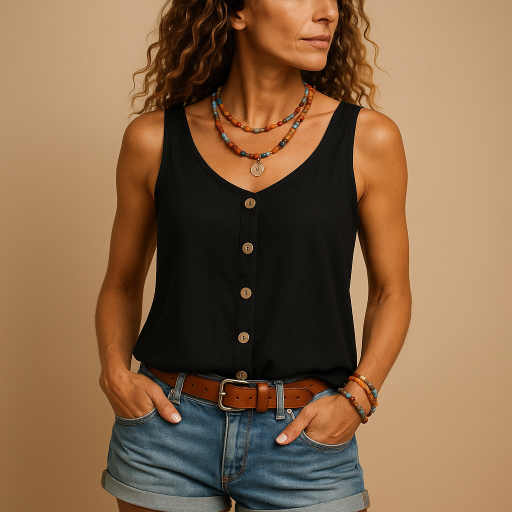 Sleeveless V-neck summer top for women | Harper