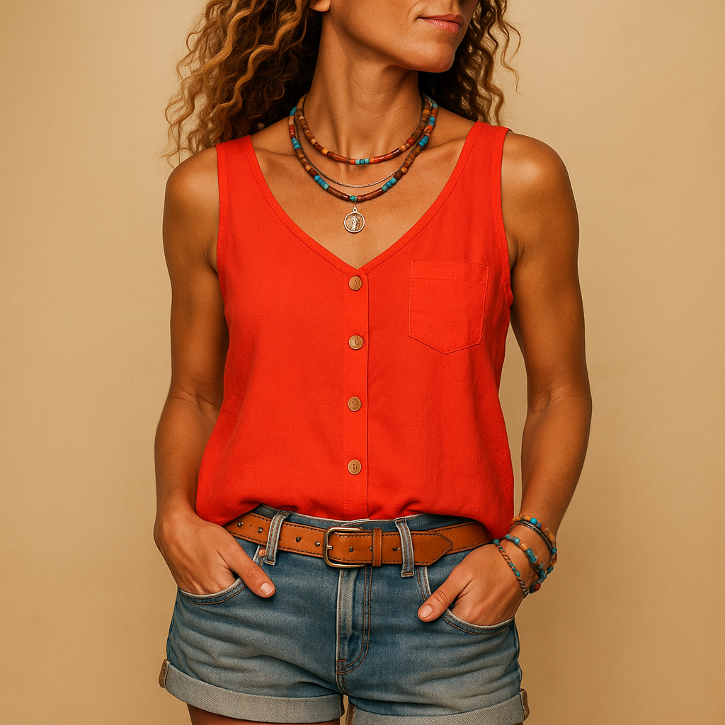 Sleeveless V-neck summer top for women | Harper
