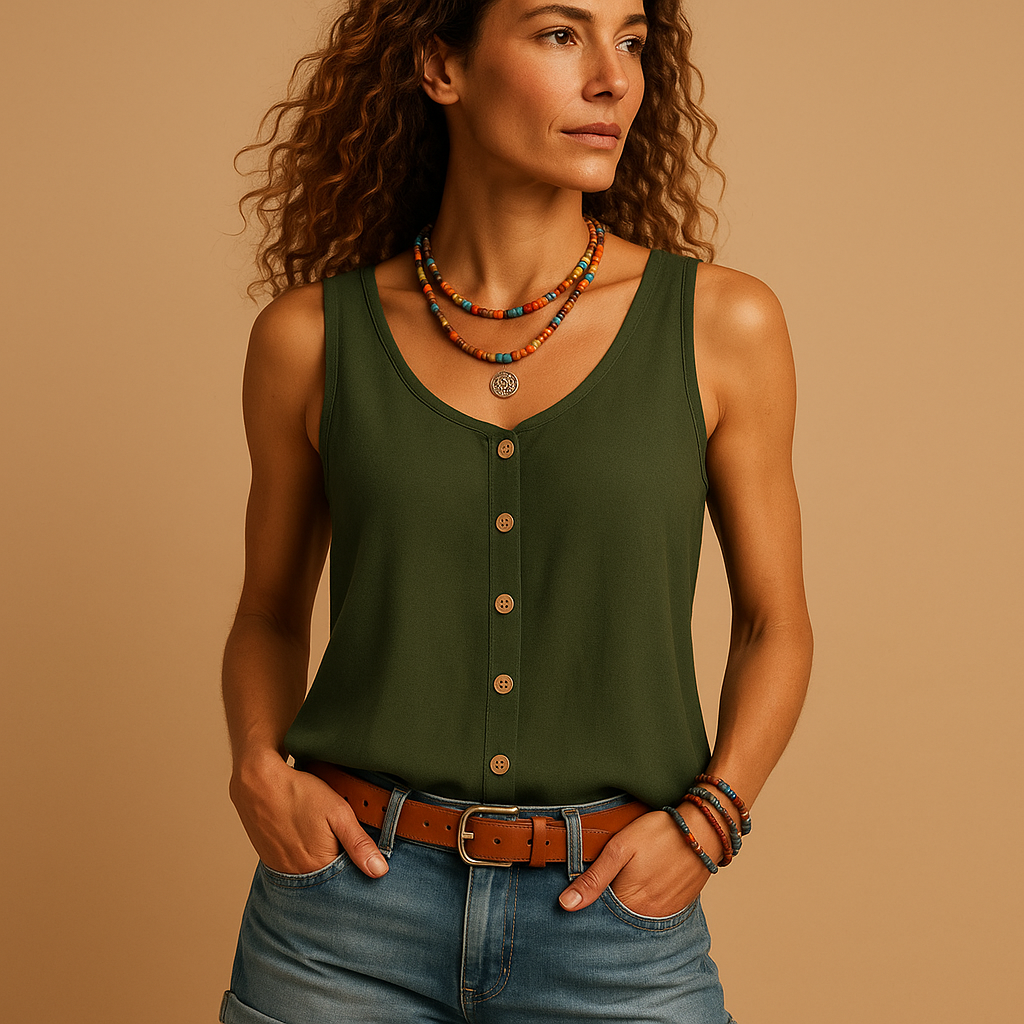 Sleeveless V-neck summer top for women | Harper