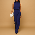 Sleeveless halter jumpsuit with wide legs for women | Leona