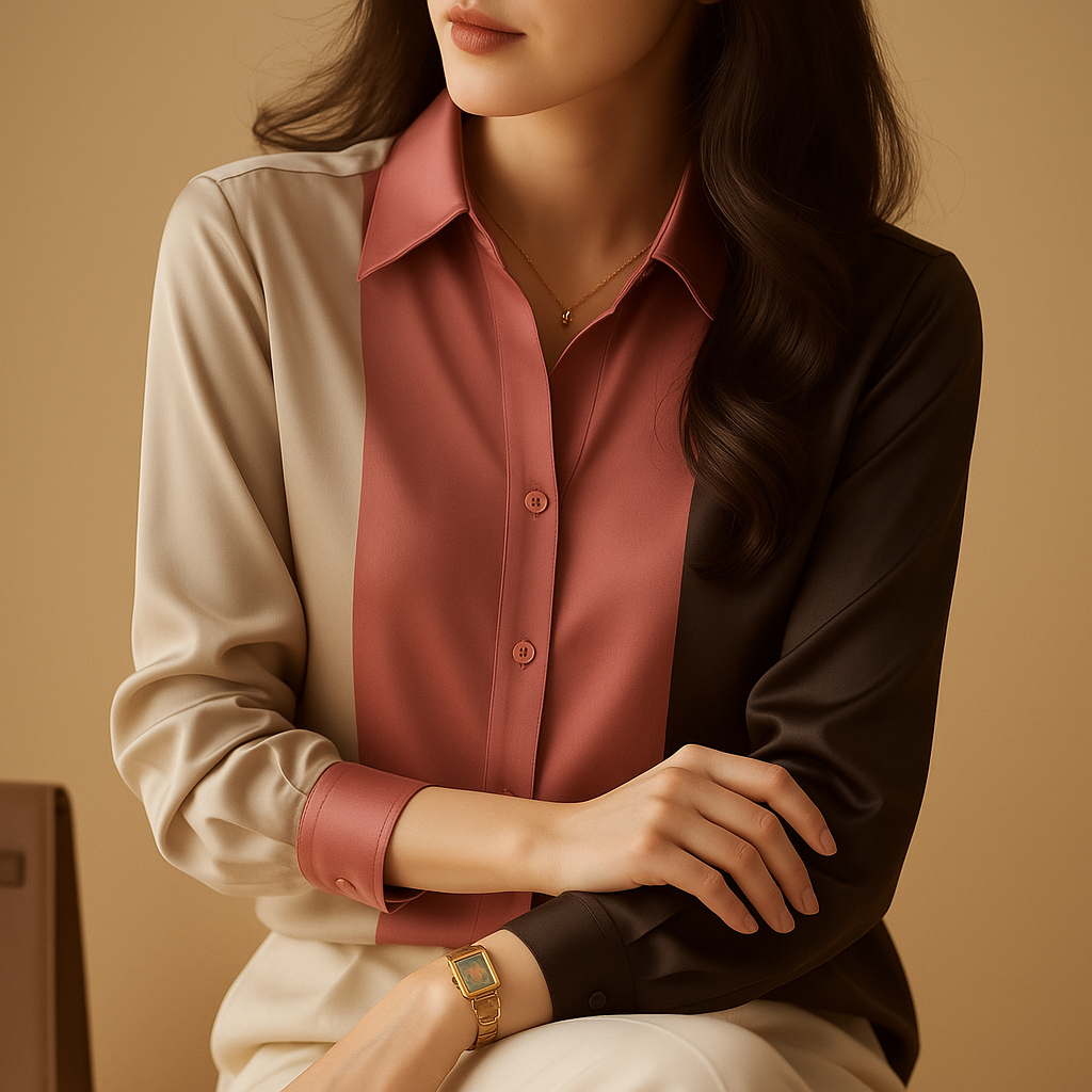 Striped satin blouse for women | Clarissa