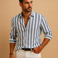 Striped slim fit long sleeve shirt for men | Dominic