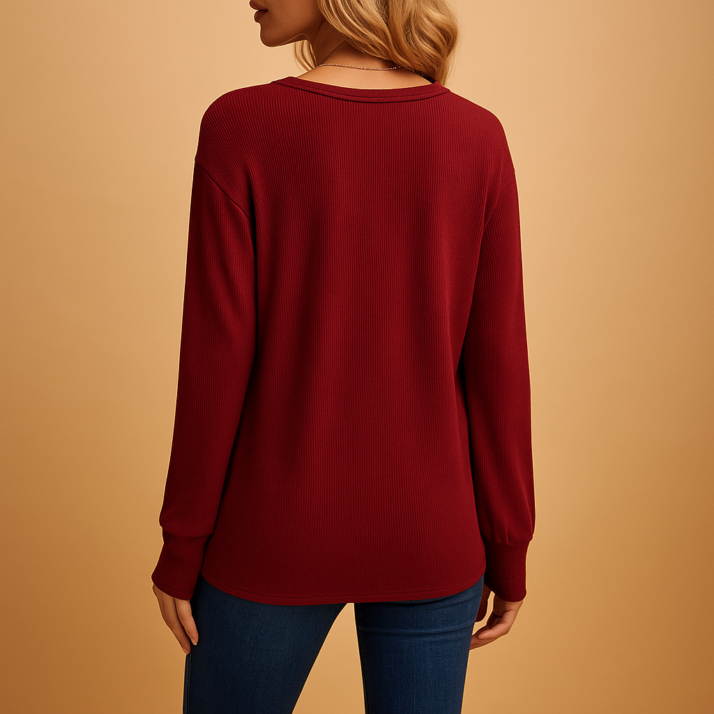 V-neck blouse with button details for women | Isla
