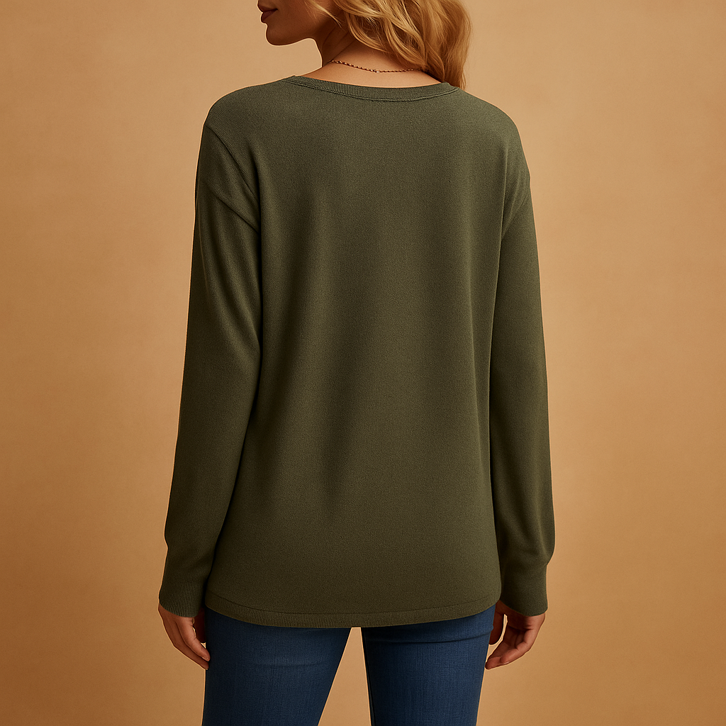 V-neck blouse with button details for women | Isla